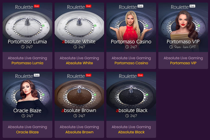 Das Roulette Angebot von Absolute Live Gaming im Bizzo Casino.