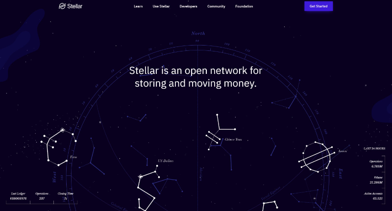 Screenshot von der Stellar Webseite