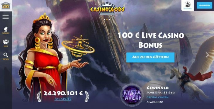 Casino Gods Webseite