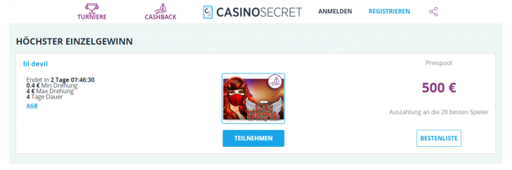 CasinoSecret Turnier