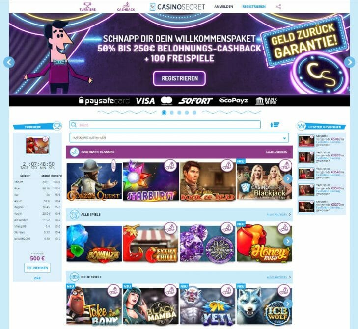 CasinoSecret Webseite