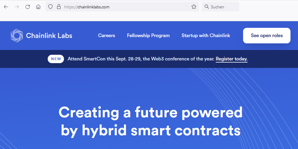 Wer heute smartcontract.com aufruft, wird zu Chainlink Labs weitergeleitet.