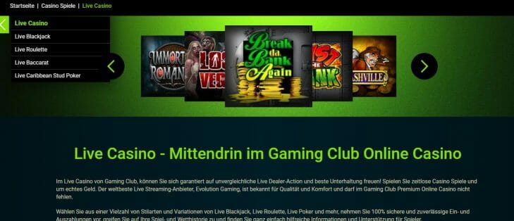 Gaming Club Live Casino