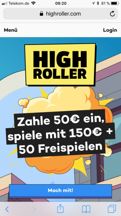 Highroller mobile App