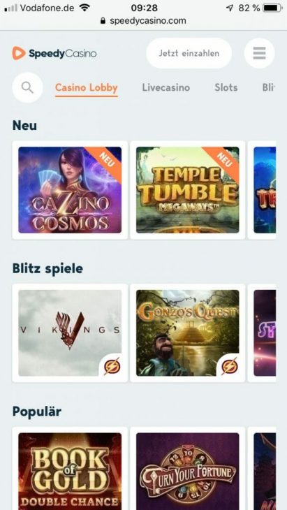 Speedy Casino mobile Spiele