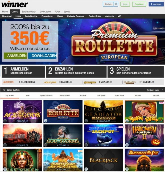 Winner Casino Webseite